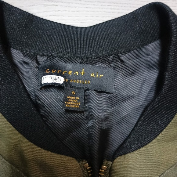 Current Air Los Angeles Green Canvas Suede Bomber Style Jacket Size Small - Picture 3 of 7